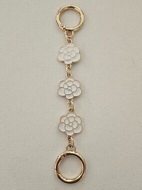 Handbag Purse Chain Handle Strap Crossbody Extender  - Gold Tone/White